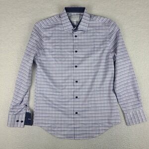 Construct Shirt Mens Medium Purple Blue Cooling Comfort 4‎ Way Stretch Button Up